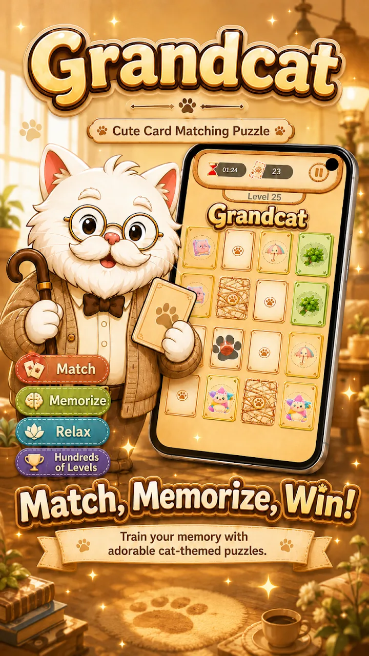 GrandCat: Memory Match Puzzle screenshot 1