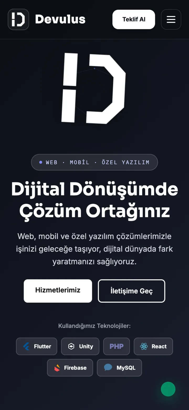 Devulus — Software Agency Website website on mobile