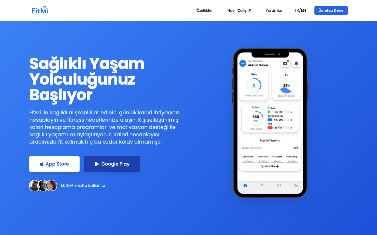 FitMi - Health Diary website on desktop